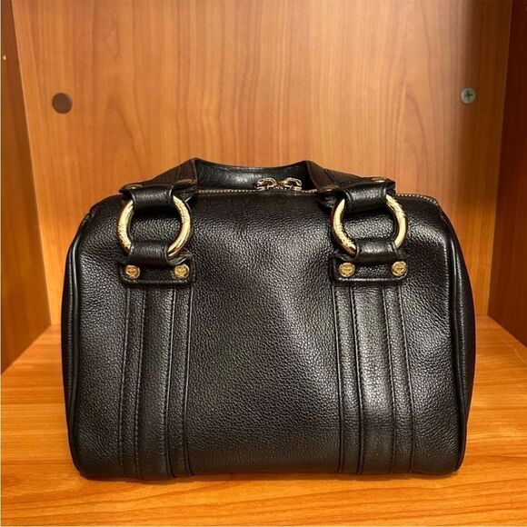 MCM Black Leather Satchel with Gold Details - Picture 3 of 12